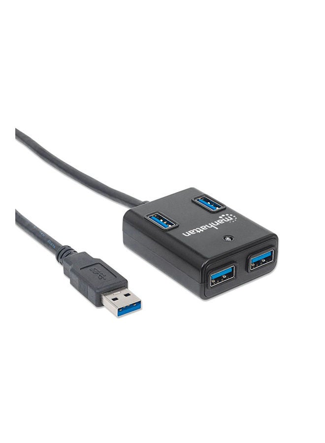 2بي موزع USB 3.0 فائق السرعة مانهاتن 162296 مع 4 منافذ طاقة أسود - Image 1