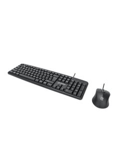 Manhattan 178464 Wired Keyboard And Optical Mouse Set, Sleekly Styled 1000 Dpi Optical Mouse Three Buttons, Ergonomic Keyboard Layout With Generous Work Area, Plug And Play. Black