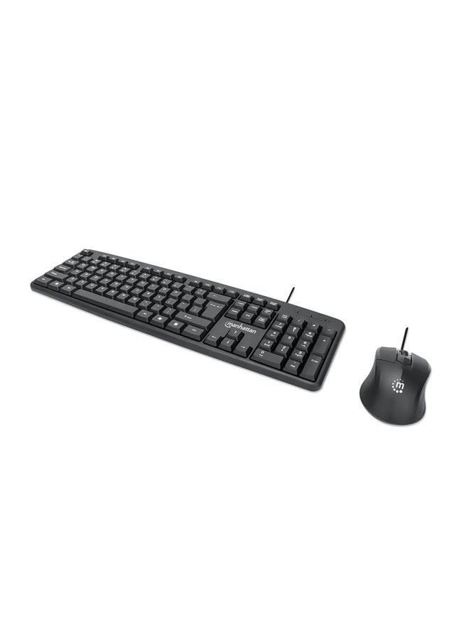 2B - Manhattan 178464 Wired Keyboard And Optical Mouse Set, Sleekly Styled 1000 Dpi Optical Mouse Three Buttons, Ergonomic Keyboard Layout With Generous Work Area, Plug And Play. Black - Image 1