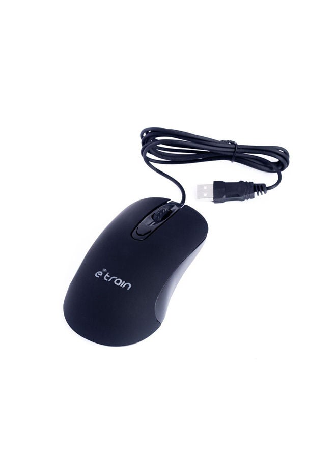 2B E-Train Wired Mouse 1000-1600 Dpi With Switchable Button, Cable Length 1.7M , With Light Logo. Black - Image 1