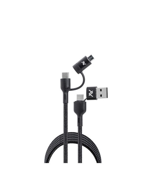 L'Avvento 4 In 1 Type-C To Type-C With Micro Usb Connector And Usb A Connector Black