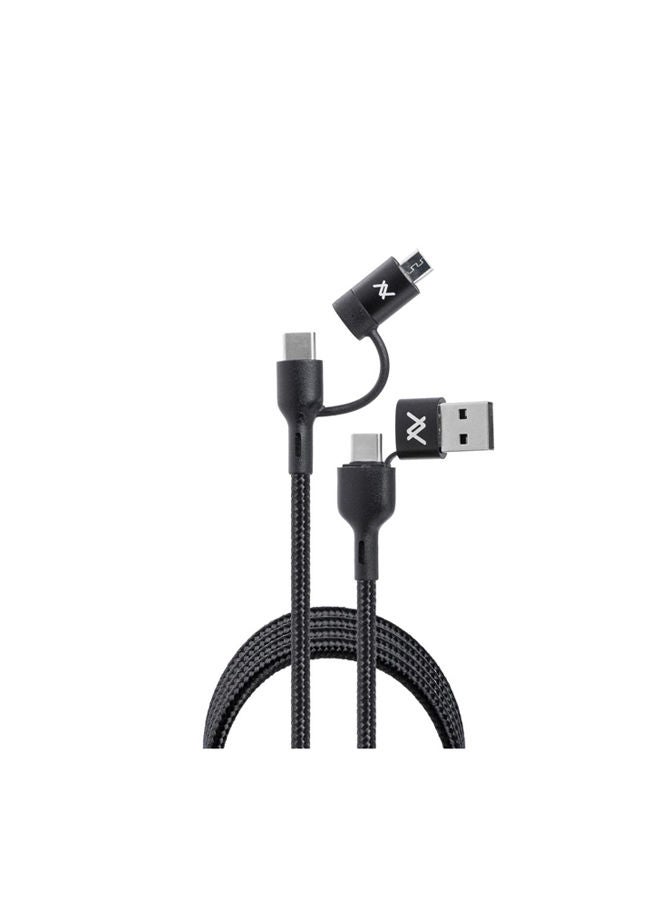 2B - L'Avvento 4 In 1 Type-C To Type-C With Micro Usb Connector And Usb A Connector Black - Image 1