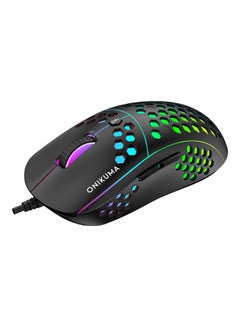 ماوس الألعاب Onikuma CW903 RGB خفيف الوزن بقشرة قرص العسل - 6400 نقطة في البوصة - 6 أزرار قابلة للبرمجة