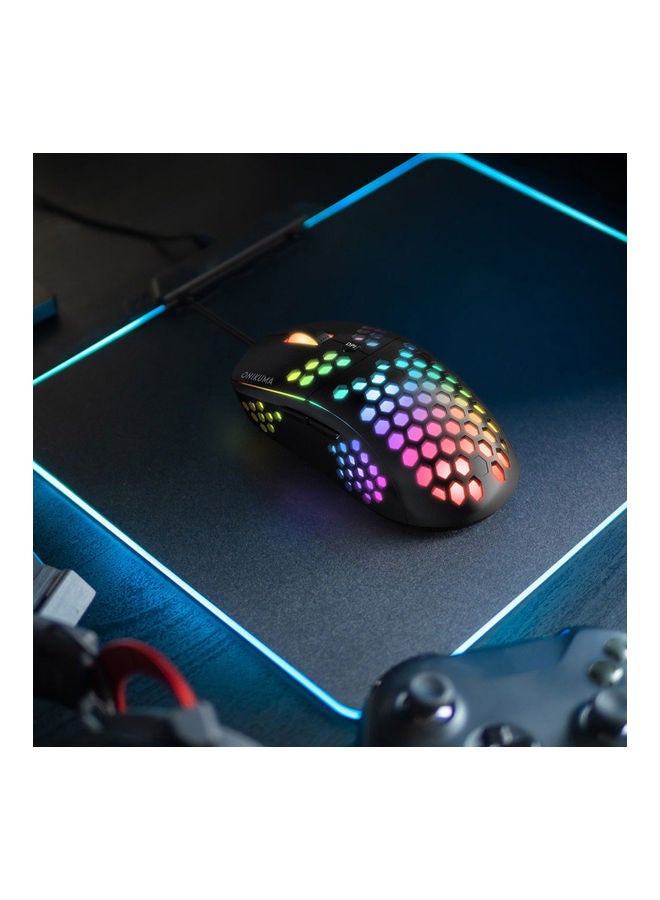 أونيكوما - ماوس الألعاب Onikuma CW903 RGB خفيف الوزن بقشرة قرص العسل - 6400 نقطة في البوصة - 6 أزرار قابلة للبرمجة - Image 1