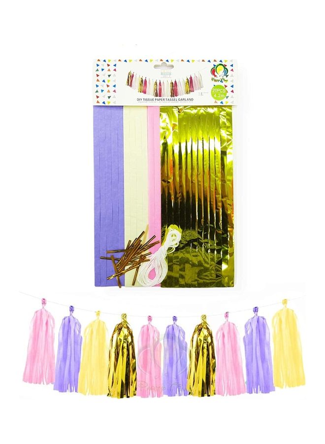 بارتي تايم طقم إكليل مزين بأشكال الشرابة مكون من 20 قطعة 42سم