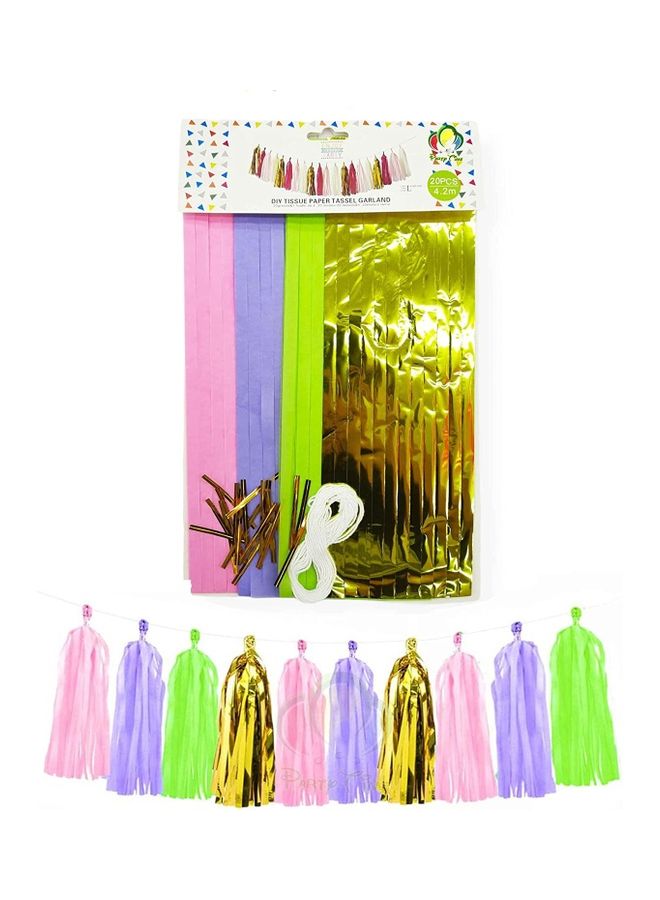 بارتي تايم طقم إكليل مزين بأشكال الشرابة مكون من 20 قطعة 42سم