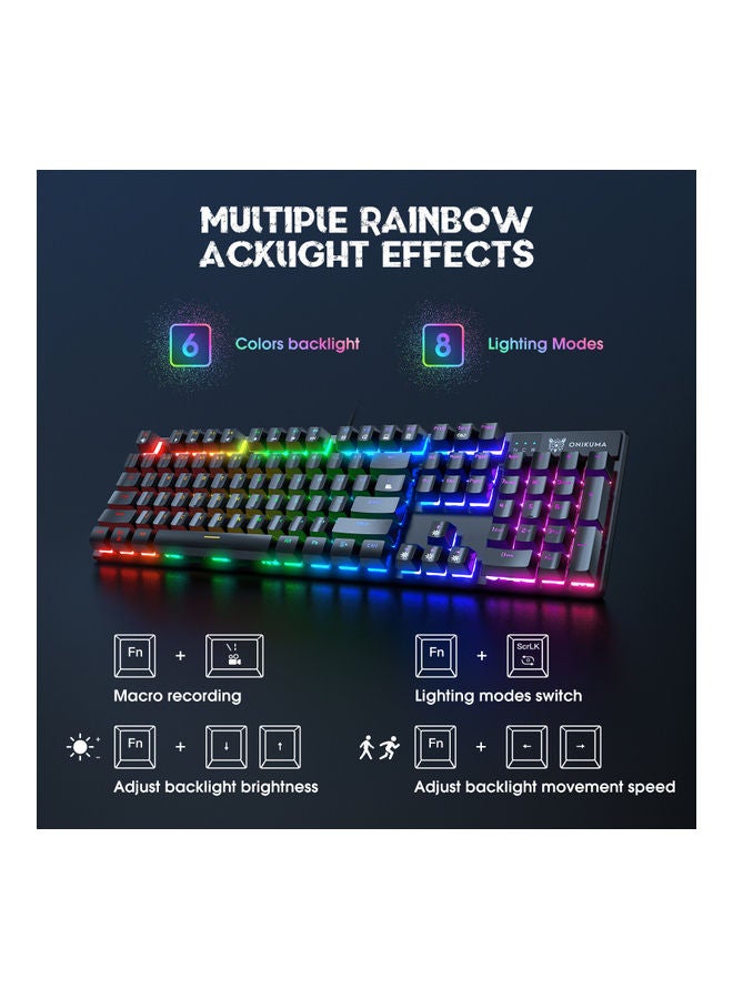 أونيكوما - لوحة مفاتيح ميكانيكية G27 للألعاب مع إضاءة RGB أسود - Image 1