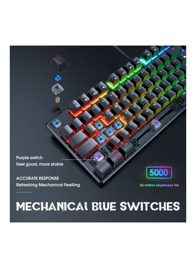 أونيكوما - لوحة مفاتيح ميكانيكية G27 للألعاب مع إضاءة RGB أسود - Image 1