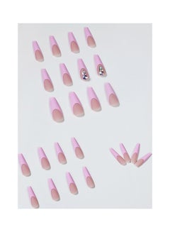 24-Piece Removable False Nail Glossy Set Pink