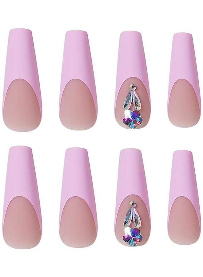 MissTiara - 24-Piece Removable False Nail Glossy Set Pink - Image 1