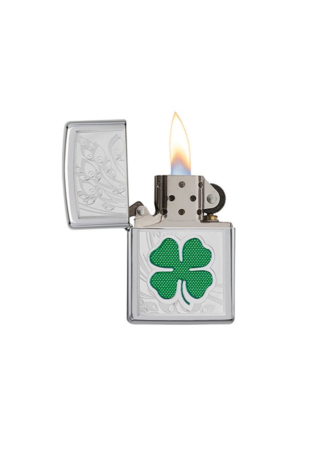 Zippo - Clover High Polish Chrome Design Windproof Lighter 2.25inch - Image 1