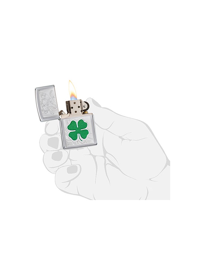 Zippo - Clover High Polish Chrome Design Windproof Lighter 2.25inch - Image 1
