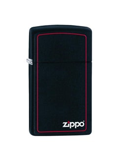 Zippo Slim Black Matte with Red Border with Zippo Logo Windproof Lighter 2.25inch  - Image 1
