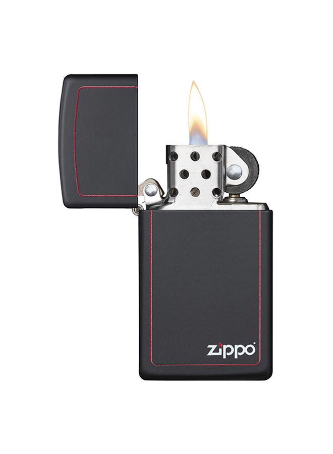 Zippo - Slim Black Matte with Red Border with Zippo Logo Windproof Lighter 2.25inch - Image 1