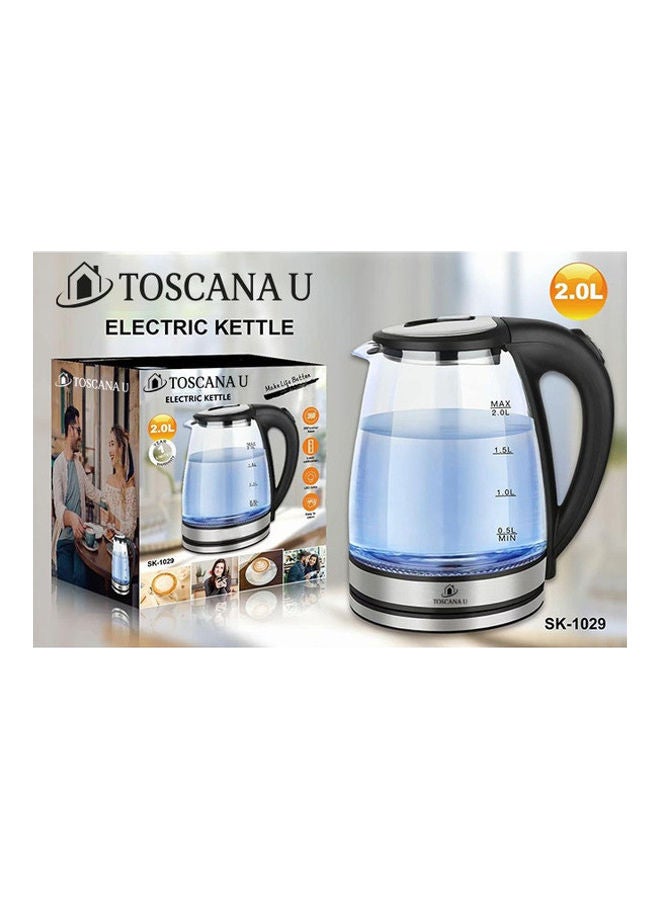توسكانا يو - غلاية كهربائية 2 L 1500 W SK-1029 أسود/فضي/شفاف . - Image 1