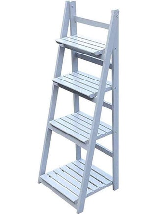 4-Floor Ladder Design Foldable Wooden Flower Rack White - v1628518611/N49920655A_1
