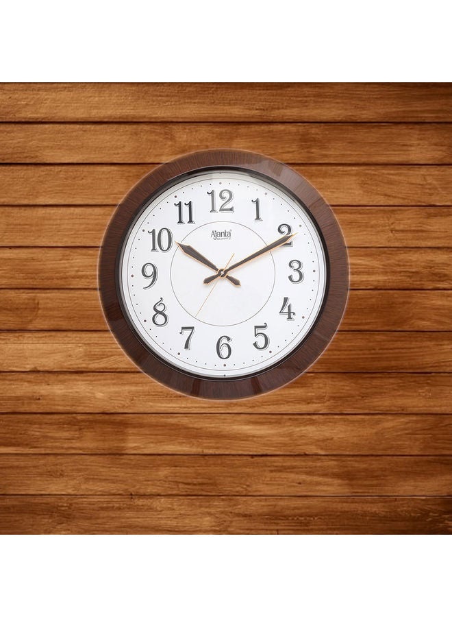 Ajanta Real Silent Sweep Movement Wall Clock Brown/White - Image 3