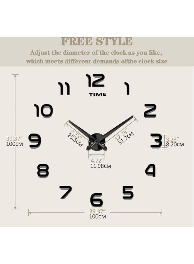 Alfa.life 3D Frameless Wall Clock Sticker Black  - Image 2