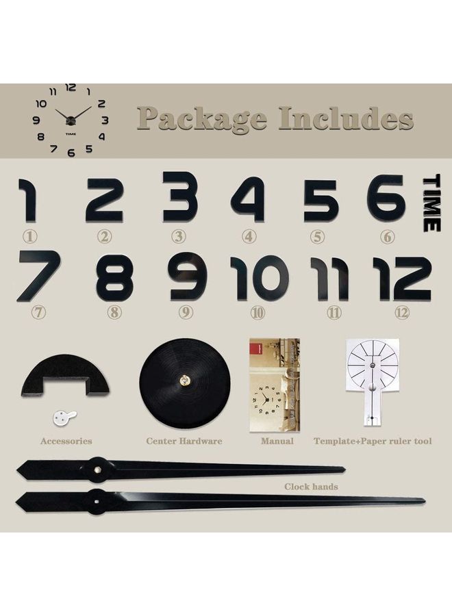 Alfa.life 3D Frameless Wall Clock Sticker Black  - Image 3