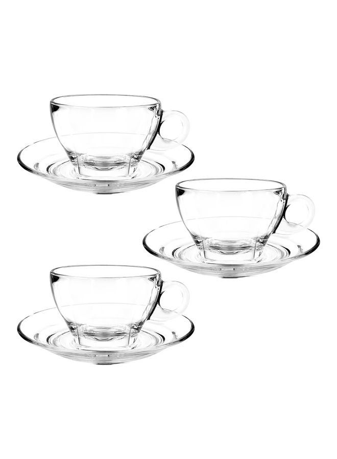 Ocean 6-piece Caffe Latte Cup And Saucer Clear 260ml - Image 2