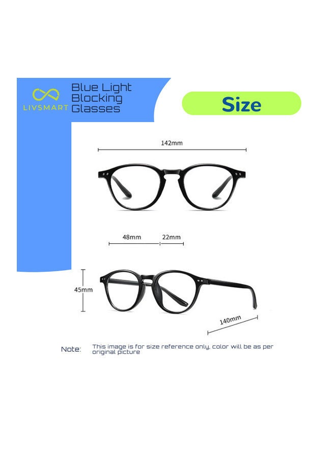 ليف سمارت نظارة طبية بإطار دائري وعدسات واقية من الضوء الأزرق . - Image 3
