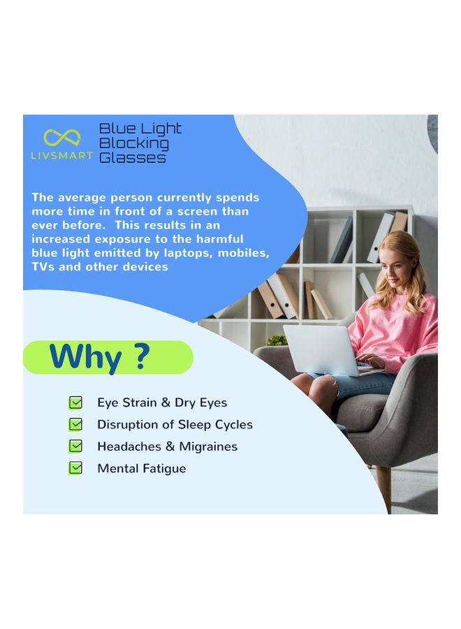 ليف سمارت نظارة طبية بإطار دائري وعدسات واقية من الضوء الأزرق . - Image 4