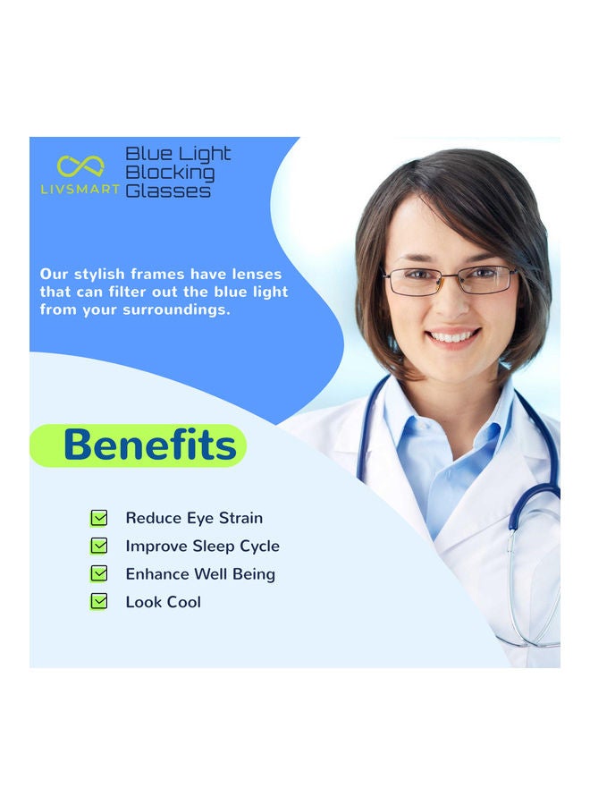 ليف سمارت نظارة طبية بإطار دائري وعدسات واقية من الضوء الأزرق . - Image 5