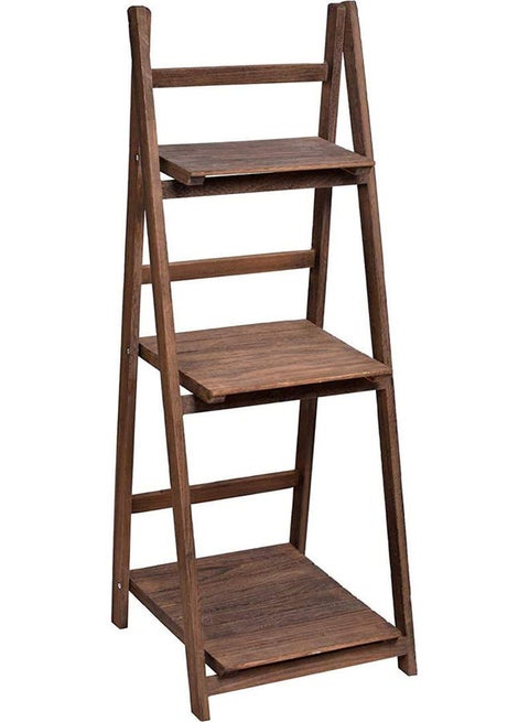 3-Floor Ladder Design Foldable Wooden Flower Rack Brown