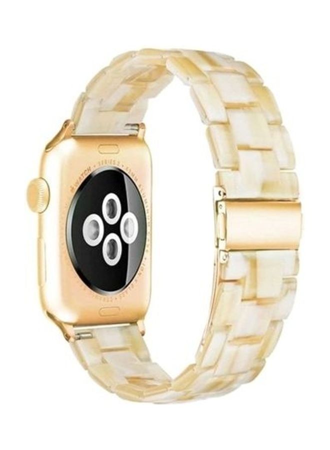 BORTONY Marble Resin Bracelet Band For Apple Watch SE Series 42/44mm Beige - Image 2