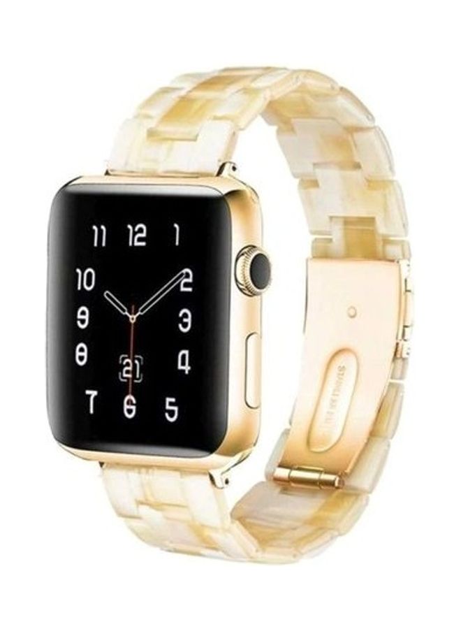 BORTONY Marble Resin Bracelet Band For Apple Watch SE Series 42/44mm Beige - Image 1