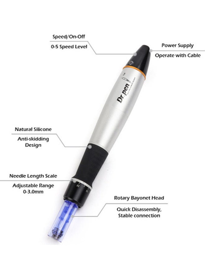 Dr.pen Ultima A1 Derma Pen With Needle Cartridge Silver/Black/Blue  - Image 2