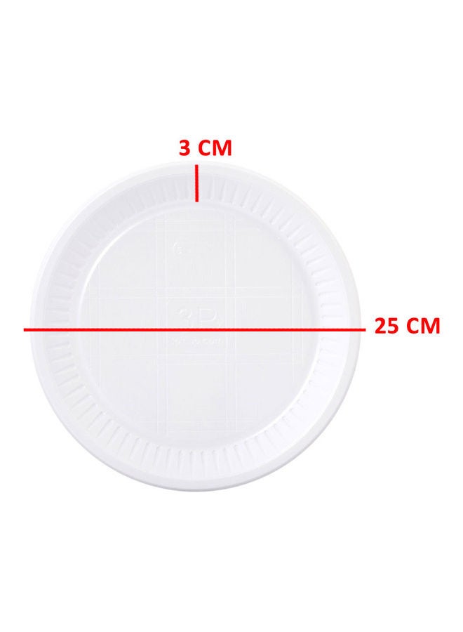 3P Round Plastic Plates, Size 26cm, 50 Pieces White 26cm  - Image 3