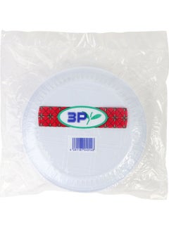 3P Round Plastic Plates, Size 26cm, 50 Pieces White 26cm  - Image 2