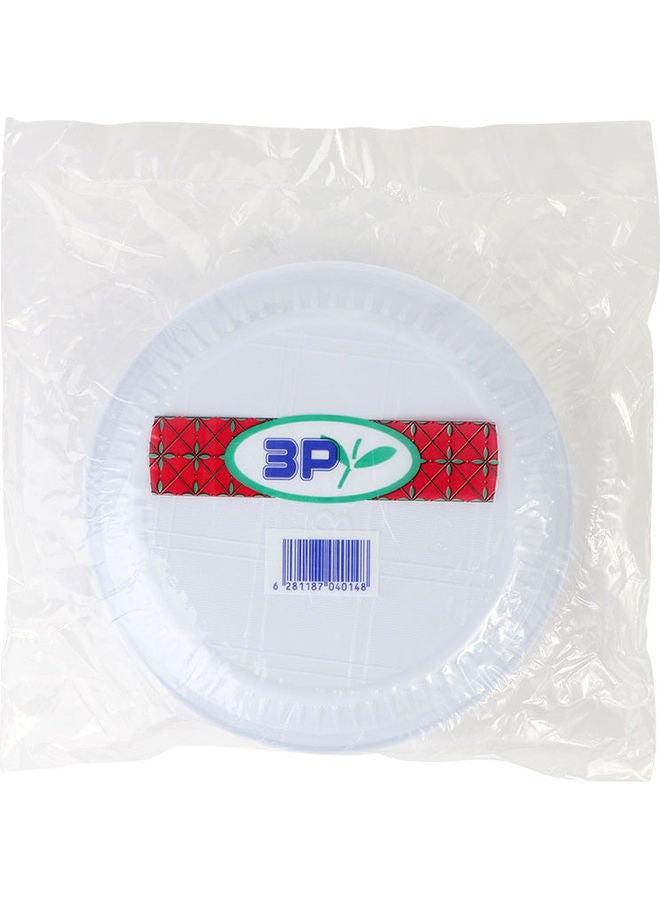 3P Round Plastic Plates, Size 26cm, 50 Pieces White 26cm  - Image 2