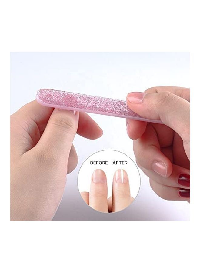 مبرد أظافر ماجيك نانو من الزجاج بلمعان كريستالي مع حافظة واقية مكون من قطعتين لون وردي - Image 2