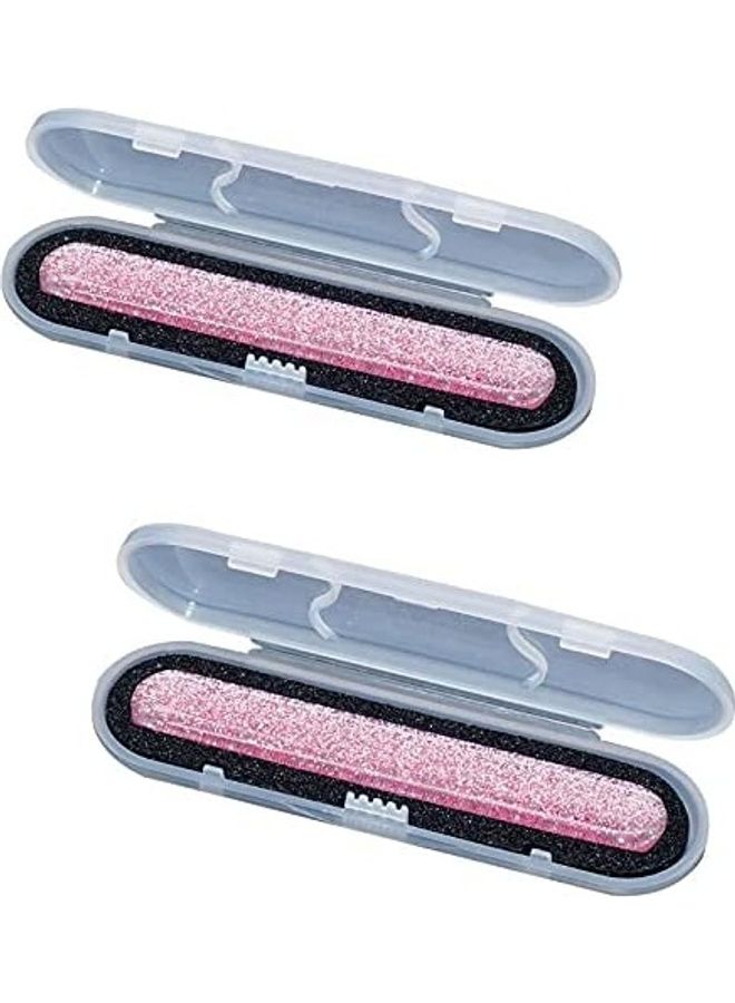 مبرد أظافر ماجيك نانو من الزجاج بلمعان كريستالي مع حافظة واقية مكون من قطعتين لون وردي - Image 1