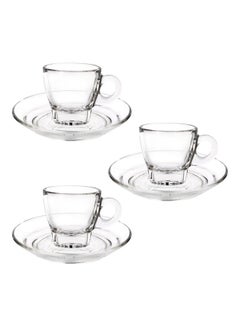 6-Piece Caffe Espressco Cup And Saucer Clear 70ml