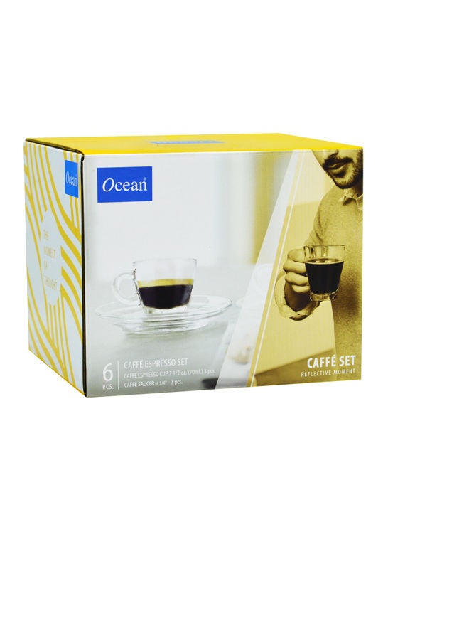 Ocean - 6-Piece Caffe Espressco Cup And Saucer Clear 70ml - Image 1