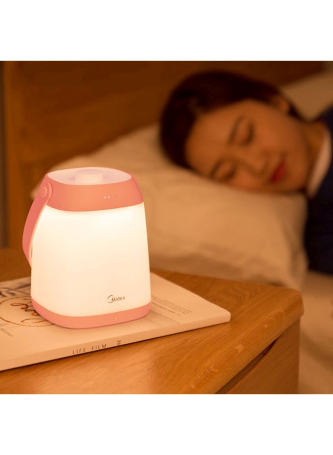 مديا مصباح طاولة بجانب السرير قابل للحمل أبيض/ وردي - Image 1