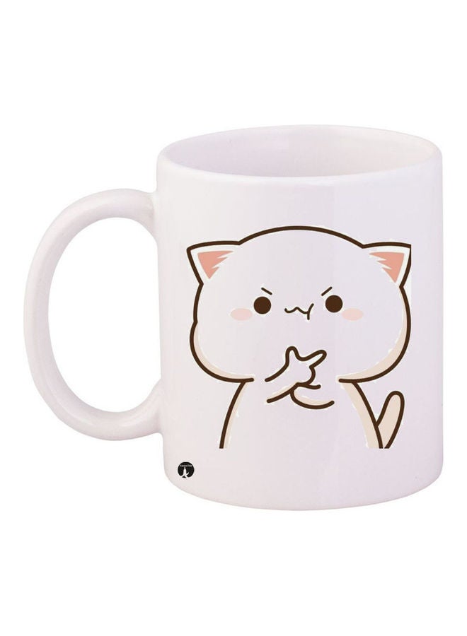 بي بي مج قهوة من السيراميك مزين بطبعة أبيض