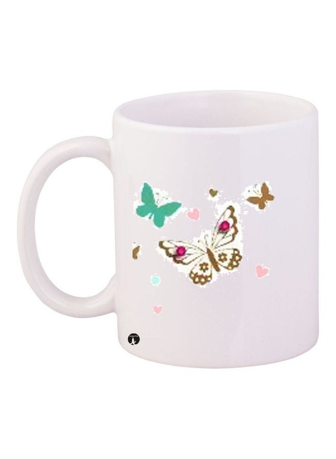 بي بي مج قهوة من السيراميك مزين بطبعة أبيض