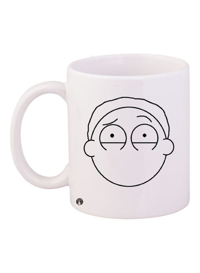 بي بي مج قهوة من السيراميك مزين بطبعة أبيض