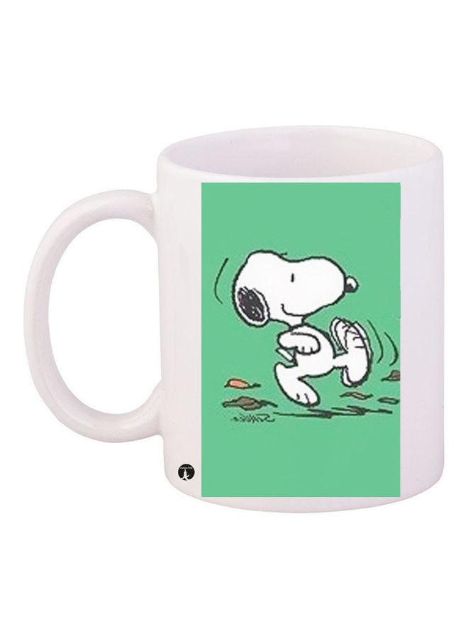 بي بي مج قهوة من السيراميك مزين بطبعة أبيض/أخضر