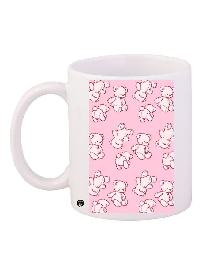 Printed Ceramic Coffee Mug White/Pink