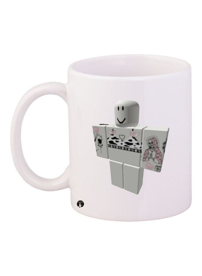 بي بي قدح قهوة مطبوع أبيض/رمادي