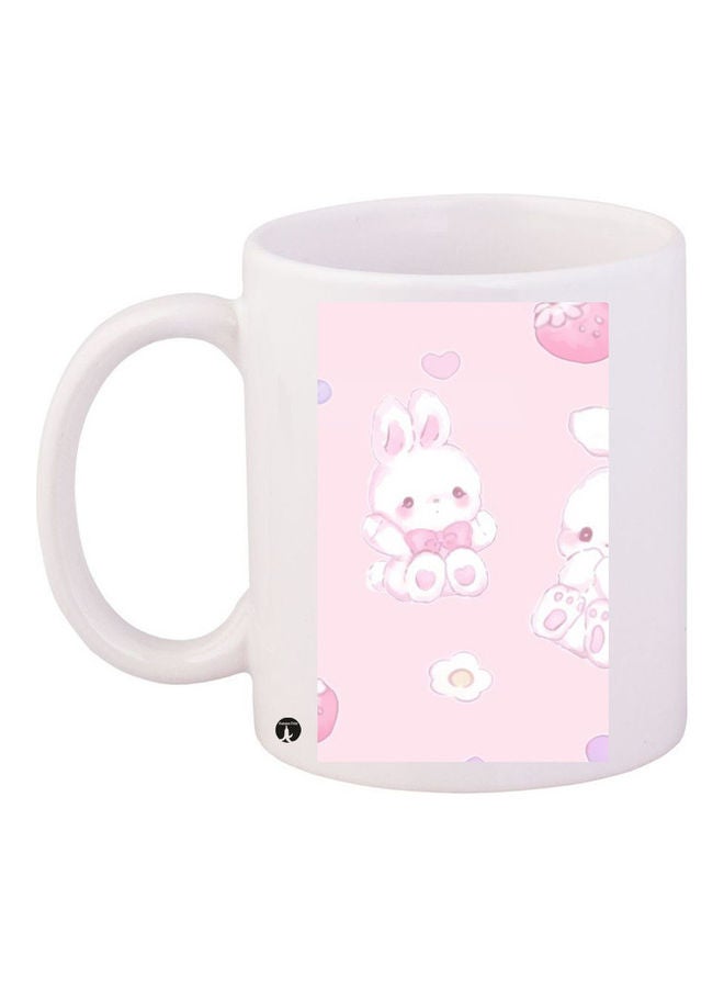 Printed Ceramic Coffee Mug White/Pink