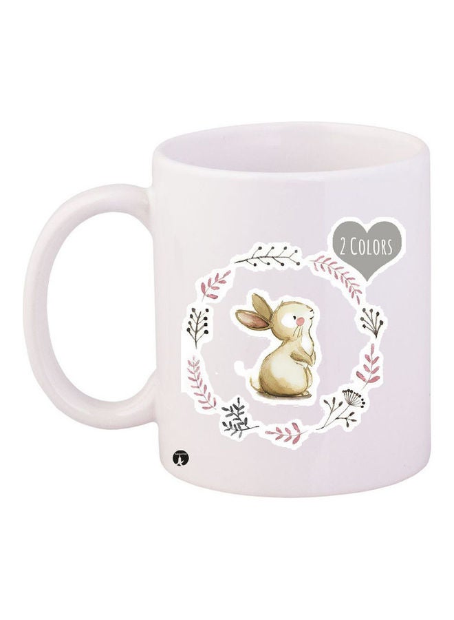 بي بي مج قهوة من السيراميك مزين بطبعة أبيض