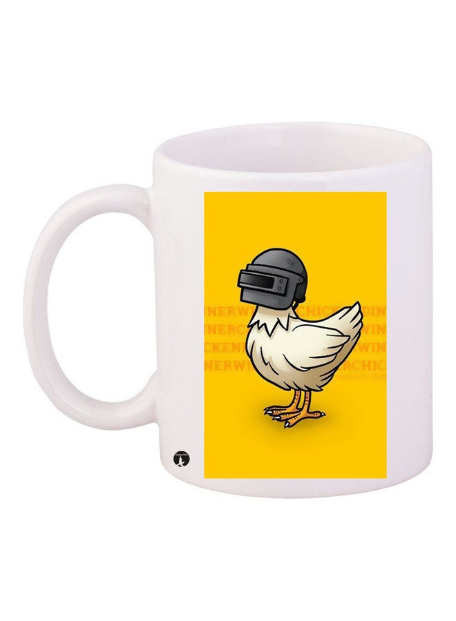 Printed Ceramic Coffee Mug White/yellow