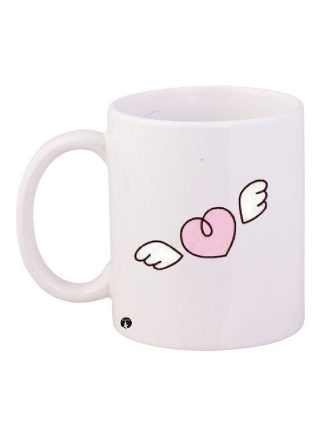 مج قهوة من السيراميك مزين بطبعة أبيض