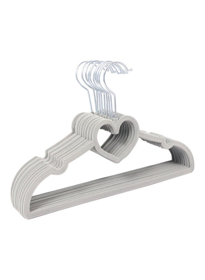 10-Piece Heart Shape Non-Slip Flocking Hangers Grey